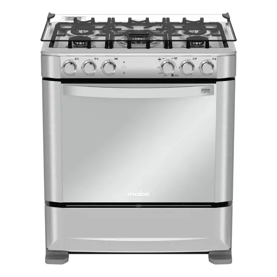 Cocina De Piso A Gas 5 Hornillas 76 cm Mabe Color Plateado Inox CMP7640FX0 | Cuotas sin interés