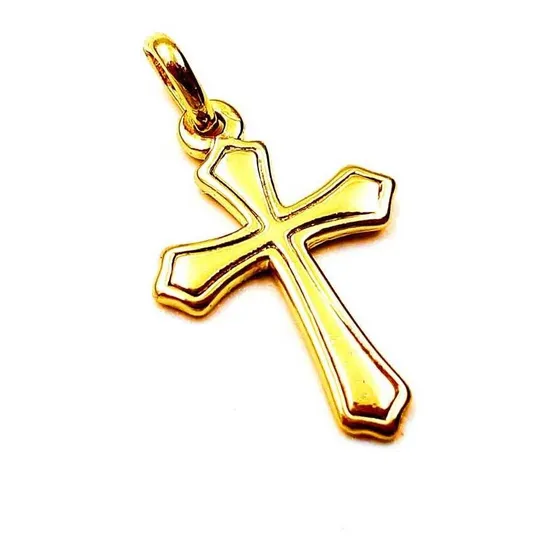 Pingente Cruz Lisa Pequena Templário Banhado Ouro 18k
