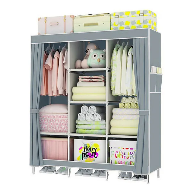 Closet Ropero Organizador Grande Armable Muebles Para Ropa Genérica JJ-YJ-03 Color Gris
