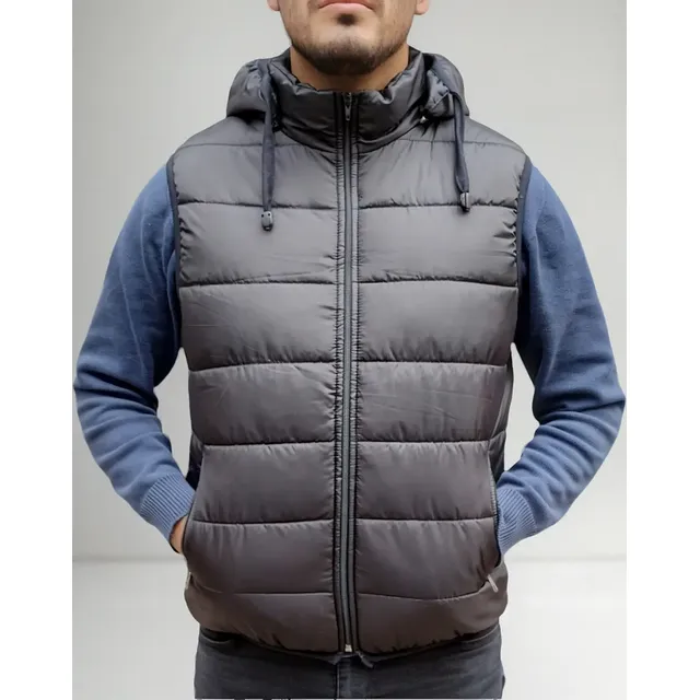 Chaleco Hombre Inflable Puffer Capucha Invierno Abrigo