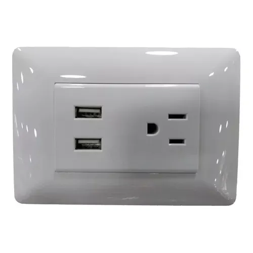 Toma Doble Usb + Enchufe Pared 110v Europeo Americano Tierra