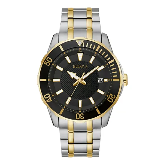 Reloj pulsera Bulova 98B394 con correa de acero inoxidable color plateado-dorado