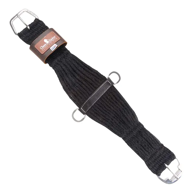 Classic Equine Mohair Roper Cinch Centro Cuero Negro