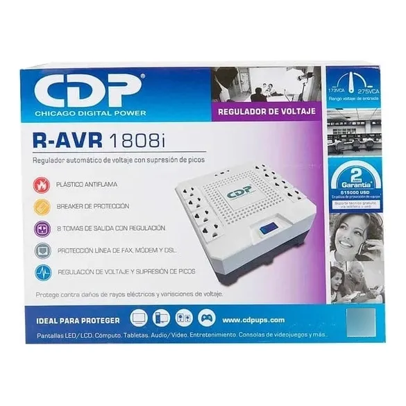 CDP R-Avr1808i Estabilizador Regulador de voltaje 1800VA 1000W 8 Salidas, Blanco