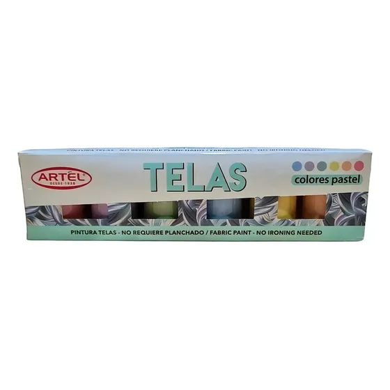Estuche De Pintura Para Telas Pastel 6 Colores 15ml Artel