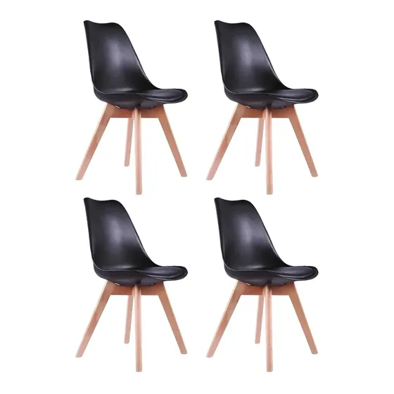 Silla HDC Group Tulip Comedor Nórdica Color Negro x4 Con Asiento Acolchado
