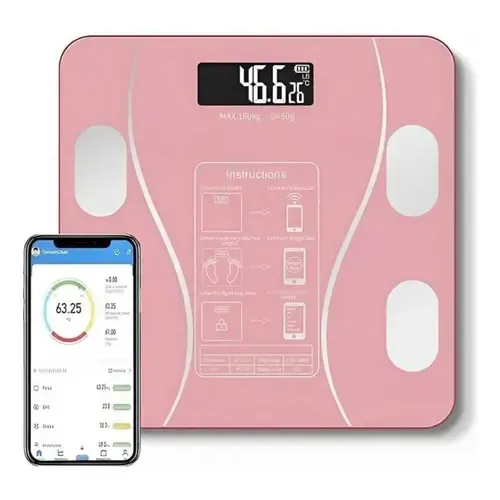 Balanza Digital Smart Bluetooth - Controla Tu Peso Y Salud Color Rosado | Cuotas sin interés