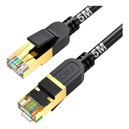 Cabo Ethernet Cat8 Gigabit 5m 40gbps 2000mhz Rj45 Preto Blindado