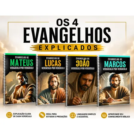 Kit 4 Apostilas De Estudo Bíblico Os 4 Evangelhos Explicados