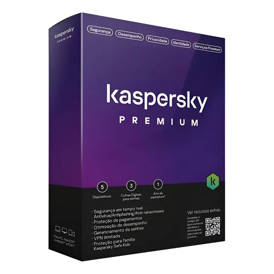 Kaspersky Premium - 5 Dispositivos 1 Ano