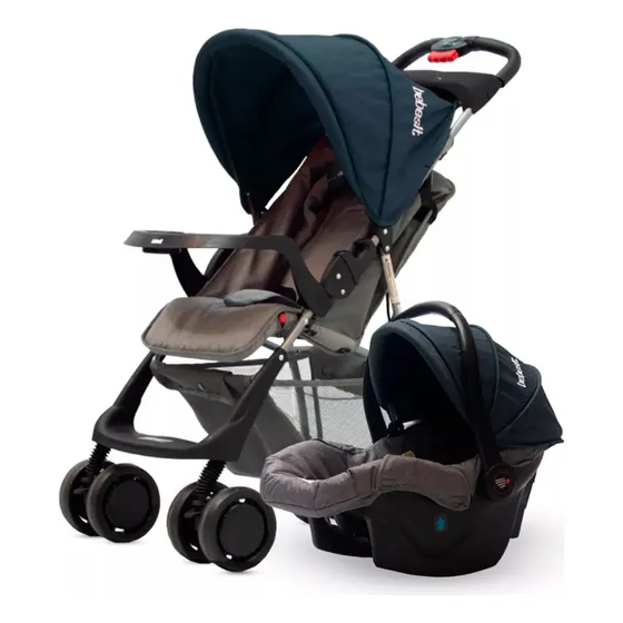 Cochecito Con Huevito Travel System Eos Bebesit 1337ts Color Azul Oscuro Chasis Negro