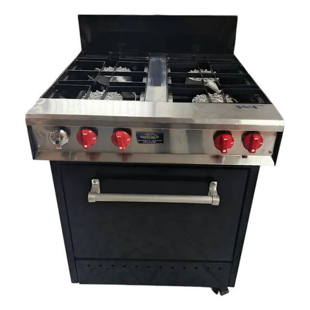 Cocina Industrial A Gas 4 Hornillas De Aluminio Horno 58x52