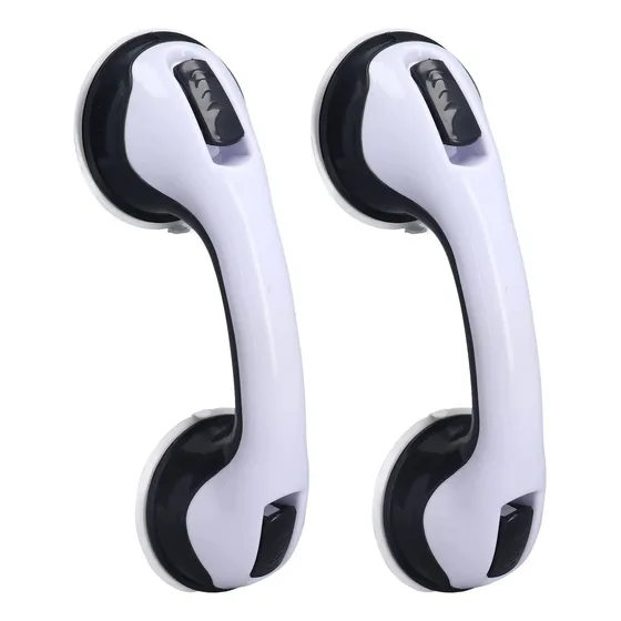 2 Manija Ducha Diseño Curvado Doble Bloqueo Seguridad Barra