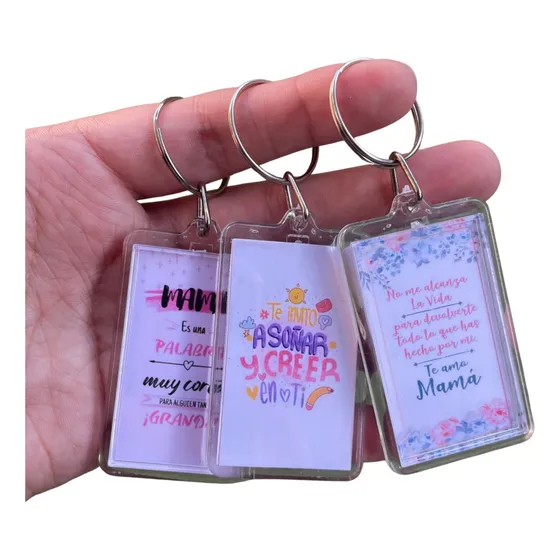 Pack Llavero Rectangular Personalizado | Souvenir Blanco