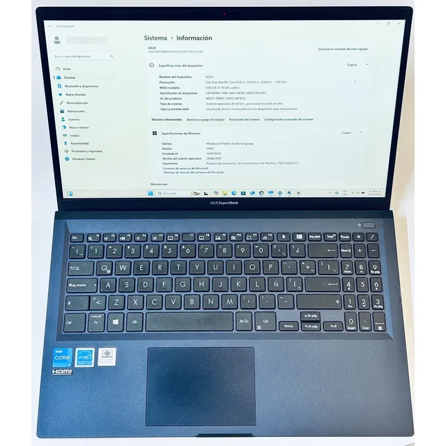 Laptop Asus Expertbook Core I3 1115g4 8gbram 512gbnvme Win11