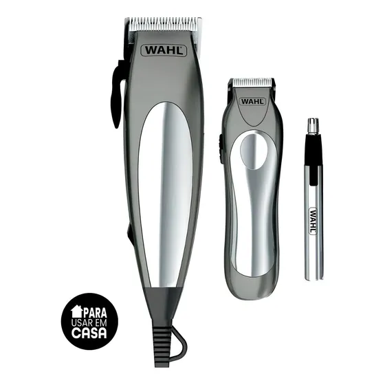 Kit Máquina E Aparador De Pelos Deluxe Groom Pro Cinza Wahl 127V