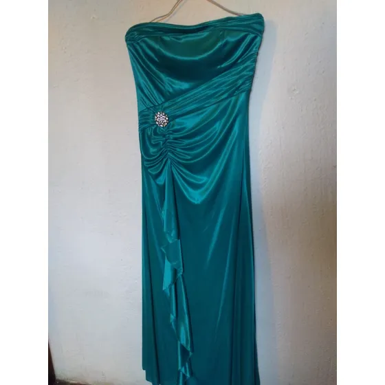 Vestido De Fiesta Largo C/cartera Usado. Turquesa Talla L