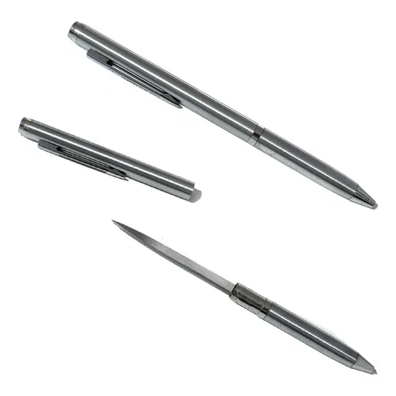 Lapicera Navaja Cuchillo Defensa Personal Negra Dorada