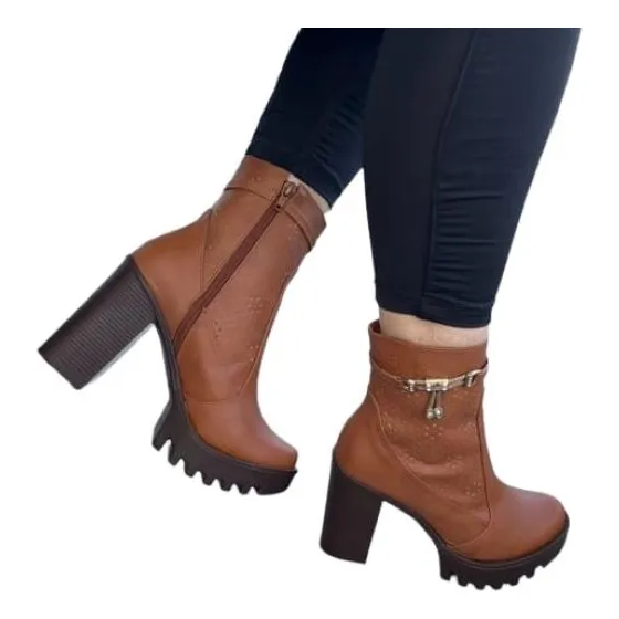 Botines Altos Para Dama En Gamuza Y Sintetico