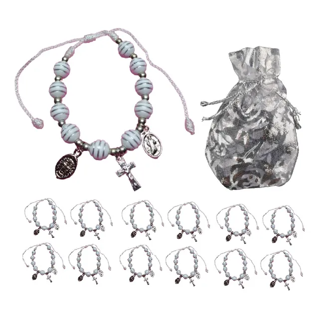 Set X12 Pulseras Denario En Cuentas Con Adorno + Bolsa Tul