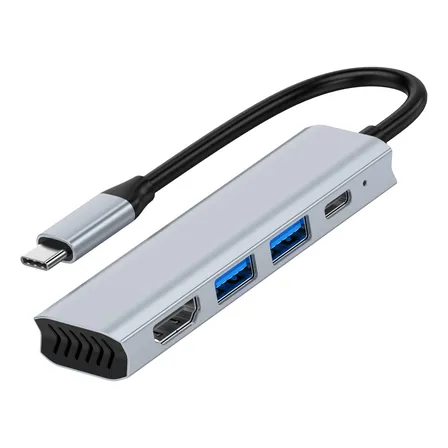 Hub Usb Tipo C 4 Em 1 Com Hdmi 4k Pd E Usb 3.0 Gray