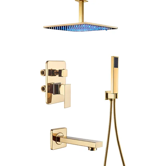 Sistema Ducha Led Wemobi Caño Bañera Cabezal Lluvia Cuadrado