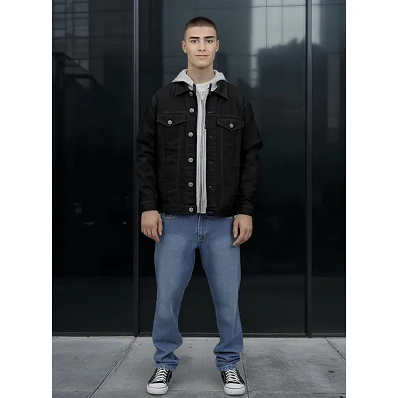 Campera Jeans Hombre Lisa Con Botones High Royal