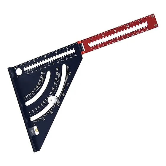 Escuadra Con Regla Plegable Multifuncion Carpinteria Angulos Color Rojo