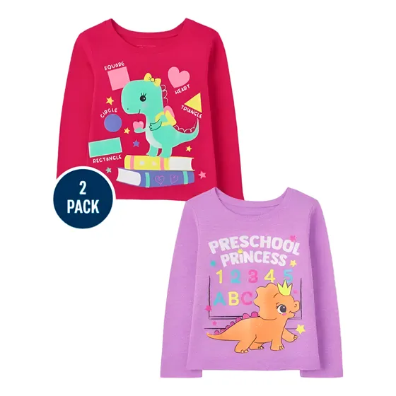 Set De (02) Camisas De Dinosaurios Para Niñas The Children