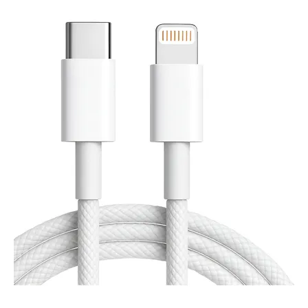 Cabo Usb C Lightning Turbo Nylon 2 Metros Compatível iPhone Branco