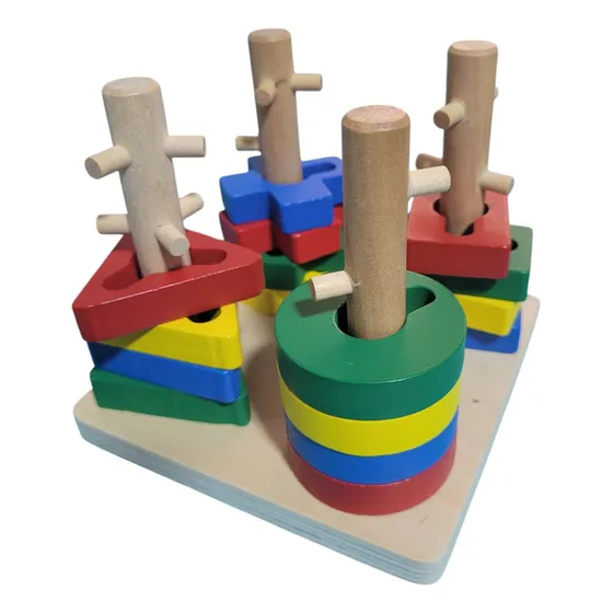 Juego Didáctico Encajable De Figuras Geométricas Montessori