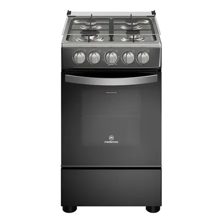 Cocina A Gas 4 Platos Limpiafácil Y Tapa Vidrio Fm4lp Negra Negro