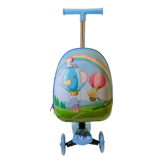 Monopatín Monobag Mb01 Patineta Mochila Rígida Valija Luces Diseño Globos Azul