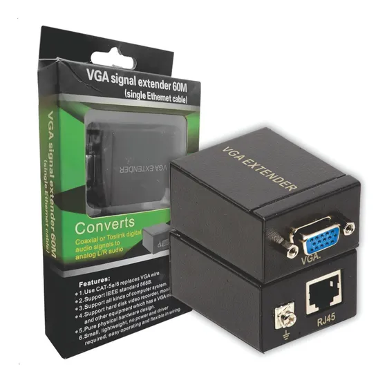 Extender Vga Até 60m Extensor Vga Via Cabo Cat5e Cat6