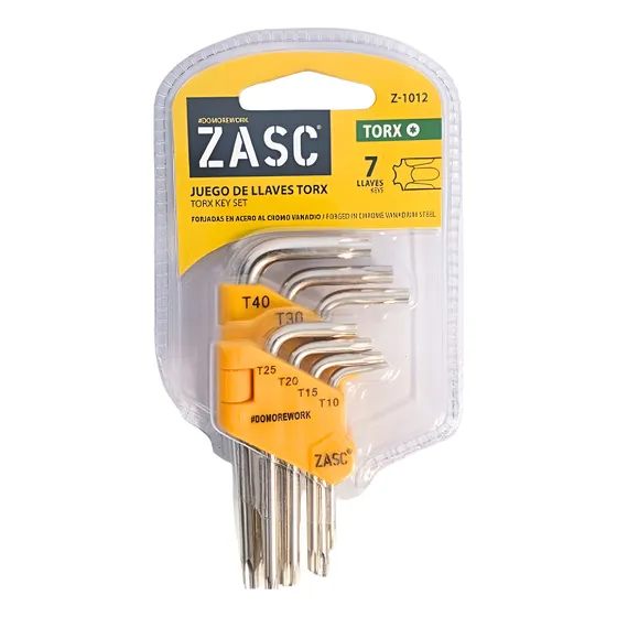 Juego Llave Torx Estrella T10, 15, 20, 25, 27, 30, 40 Zasc
