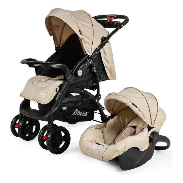 Carriola D Bebé Elite Reversible Travel System Con Portabebé Color Arena Chasis Negro