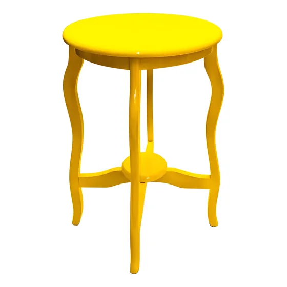 Mesa Lateral De Canto Inglesa Laqueada Amarela Cor Amarelo