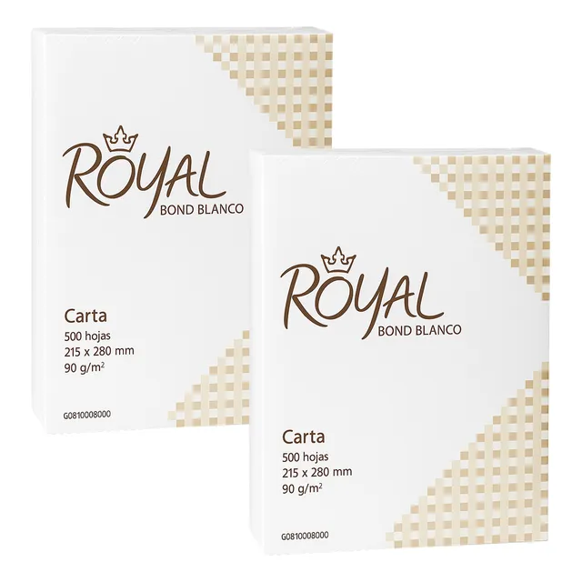 Papel Bond 90gr Carta Royal 2 Paquetes De 500 Hojas Extra B Extra Blanco