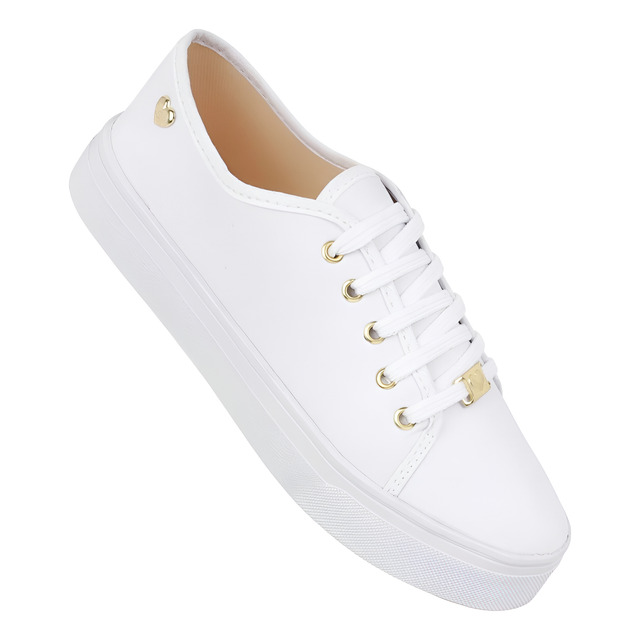 Tênis Feminino Casual Confortável Pingente Coração Branco Tênis Feminino Casual Confortável Pingente Coração Branco