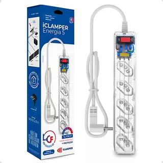 Filtro De Linha 5 Tomadas Transparente Dps Surto 1m Clamper Filtro De Linha 5 Tomadas Transparente Dps Surto 1m Clamper