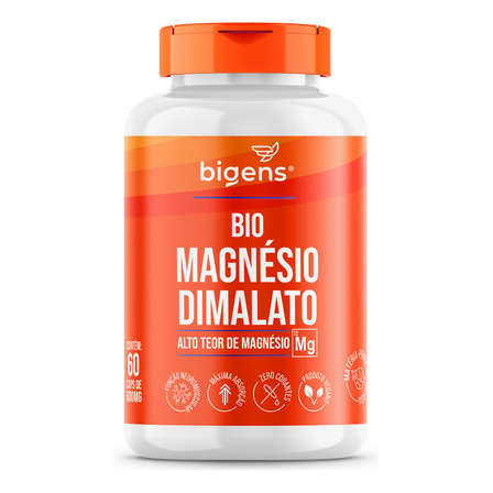 Bio Magnésio Dimalato Vegano, Alto Teor, 60 Caps, Bigens Bio Magnésio Dimalato Vegano, Alto Teor, 60 Caps, Bigens