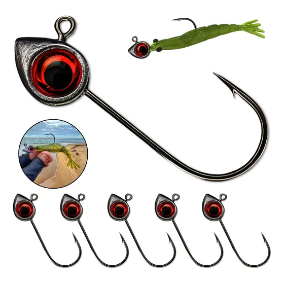 Jig Head Pesca Olho Robalo Anzol Isca Artificial Kit-5