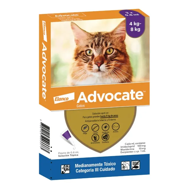 Antipulgas Advocate Gatos 4 A 8 Kg 3 Pipetas