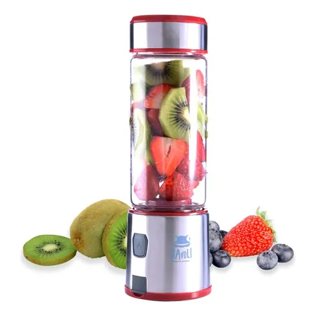 Licuadora Personal Portátil Davoli- Vaso De Vidrio Color Rojo