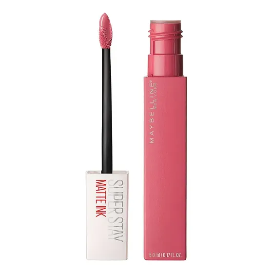 Batom Líquido Matte Longa Duração 16H Acabamento Matte Confortável Aplicador Preciso Cor 15 Lover Rosa Malva SuperStay Matte Ink Maybelline NY 5ml