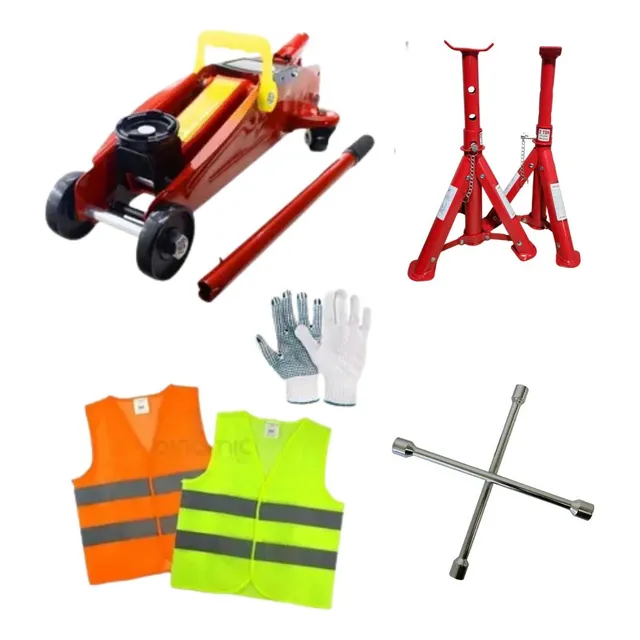 Kit Crique Carrito 2tn 5 En 1 Caballete Chaleco Guante Llave