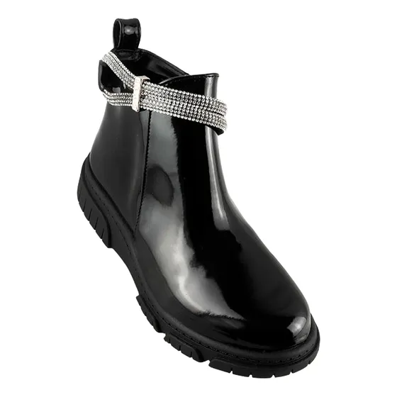 Bota Niña Charol Negro Moda Arco Ortopédico Cómodo 9006-cn