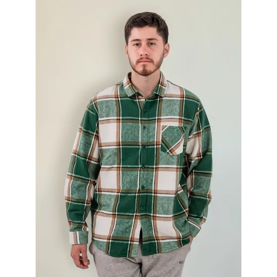 Camisa Hombre Leñadora A Cuadros Sobrecamisa Diseño Premium.