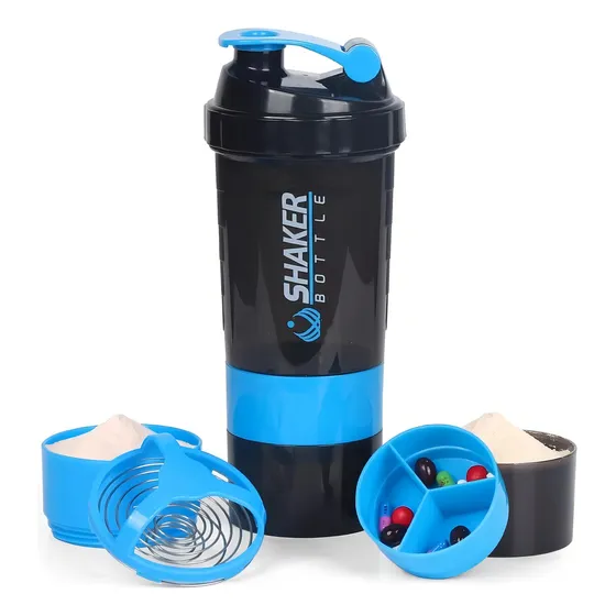 Vaso Proteina Botella Azul Shaker Para Batido Botella Gym 3 En 1 Botella Agua Shaker Vaso Shaker Proteinas Mezclador Botella Deportiva Para Batidos Vaso Shaker Qatarshop Proteinas
