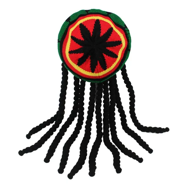 Aa Adulto Rasta Sombrero Jamaiquino Bob Gorro Tejido Peluca